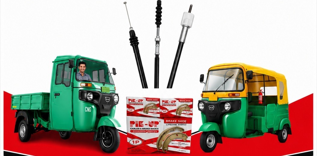 PIK-UP control cables and brake shoes, fitted on 3-wheeler vehicles